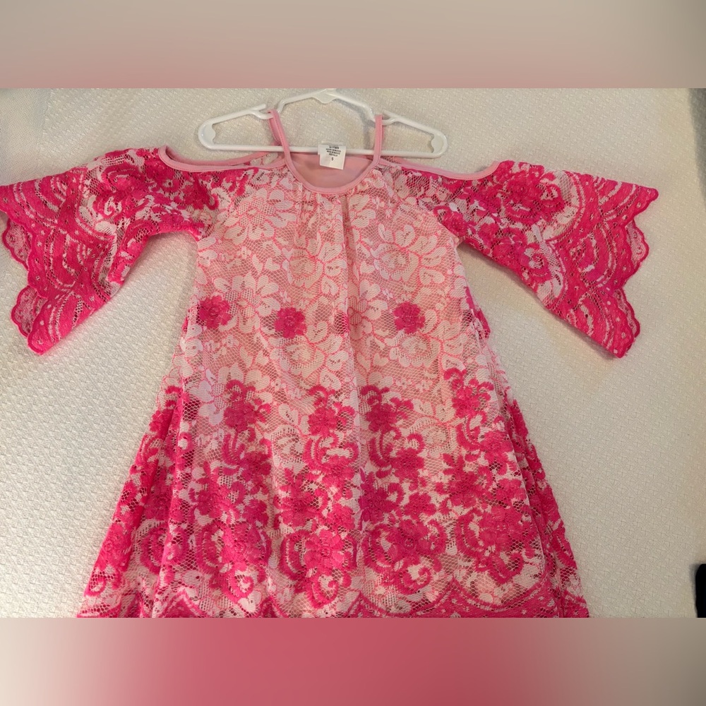Whimsy Pink Lace Kids Dress size 5 beautiful